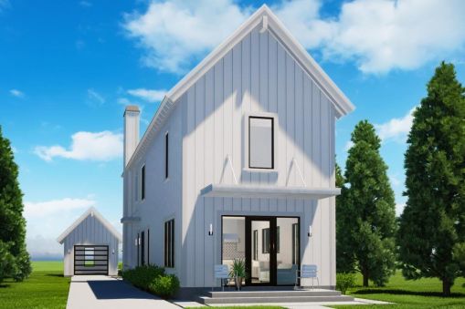 This 20' wide, 2,256 square foot house design features 3 bedrooms, 2…