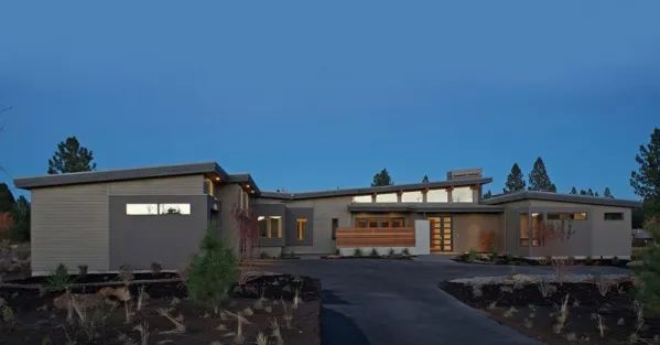 Plan HU-54222-1-3: One-story 3 Bed Modern House Plan With Home Office 