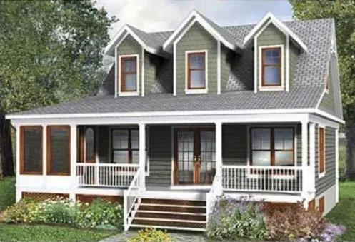  This house is perfectly suited for a narrow lot. This vacation house facade has broad glass entrance and faced with horizontal siding. A gable roof with several dormer…