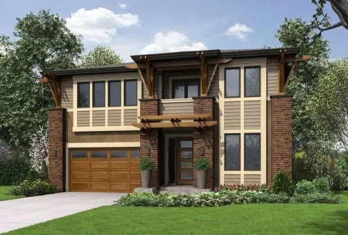 This stylish four-bedroom, contemporary house plan can be purchased with alternative facades and layouts. All bedrooms are located on the top floor, leaving plenty of space for socializing with family…