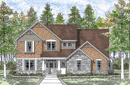 Этот привлекательный проект двухэтажного каркасного дома в английском стиле…