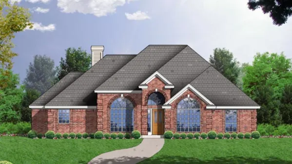 План 1-этажного дома  с 4 спальнями