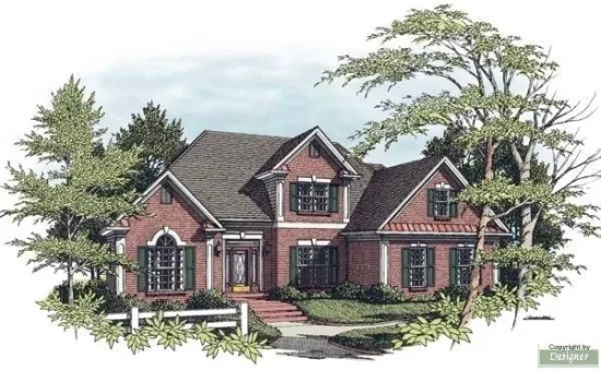  This Tudor house has windows with nice shatters and faced with brick. A complex roof with large front-facing gables completes the look of this house. House plan is 55 feet wide by 48 feet deep and…