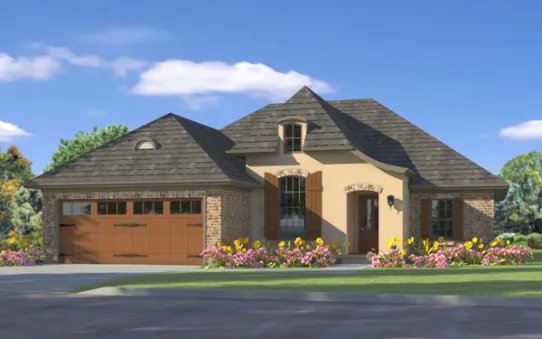 Этот симпатичный проект одноэтажного дома  площадью  до 200 кв.м с гаражом на 2 машины и с 3 спальнями подходит для постоянного проживания. В большой спальне есть ванная. Также перед домом есть…