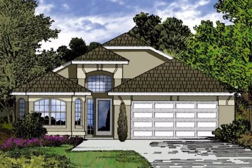  This house facade has tall windows. A hip roof and clipped roofline complete the look of this house. House plan is 40 feet wide by 59 feet deep and provides 1757 square feet of living space…