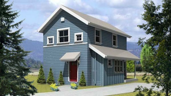 Plan WK-3565-1-2: Two-story 2 Bedroom House Plan For Narrow Lot 