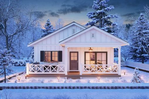 In front, an open concept layout gives you a kitchen on the left with a double sink set below windows looking out front and the living room on the right. A covered porch and adjacent open deck give…