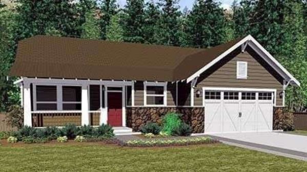 Plan MG-6772-1-3: One-story 3 Bed Scandinavian House Plan For Narrow Lot 