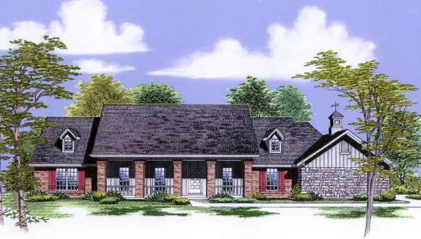  This house facade has decorative trim, transom windows and faced with . A complex roof with large front facing gables, with several dormer windows completes the look of this house. House plan is 89…