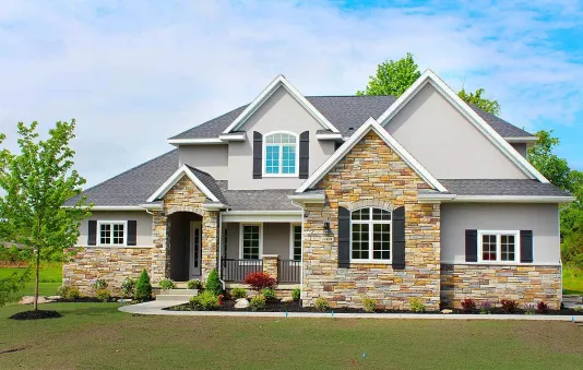 A flex room off the covered porch offers owners the option of a formal dining room or a den. Bonus space on the second floor creates additional options. The left wing of the home is devoted to the…
