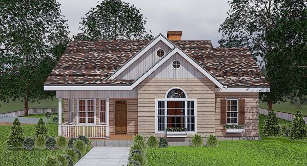 Plan V-3644-1-3: One-story 3 Bed Scandinavian House Plan With Recessed Rear Covered Terrace