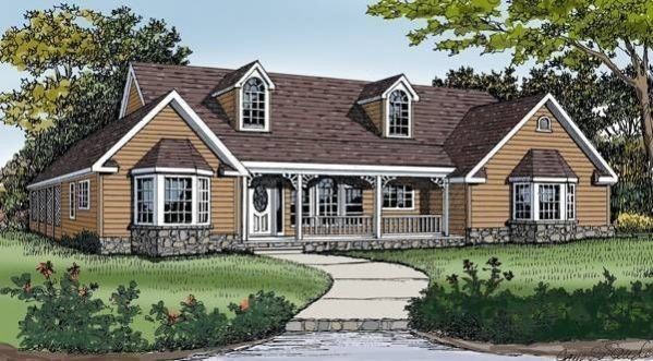 Plan KD-3702-1-3: One-story 3 Bed Scandinavian House Plan For Slopping Lot 