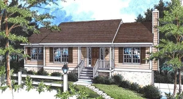  This home perfectly suited for a sloping lot. This Scandinavian house facade has and faced with horizontal siding. A gable roof completes the look of this house. House plan is 50 feet wide by 28 feet…