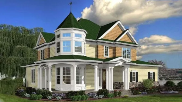 This Victorian style house plan has a free room on the ground floor and a…