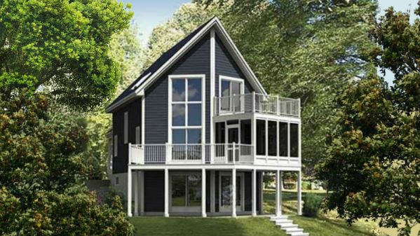  This home perfectly suited for a narrow sloping lot. House facade has…