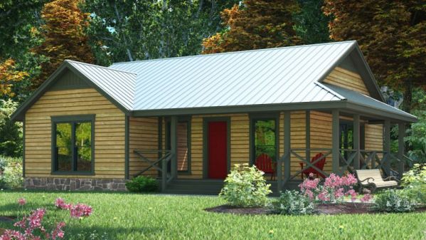 Plan D-31047-1-3: One-story 3 Bed Country House Plan For Narrow Lot 