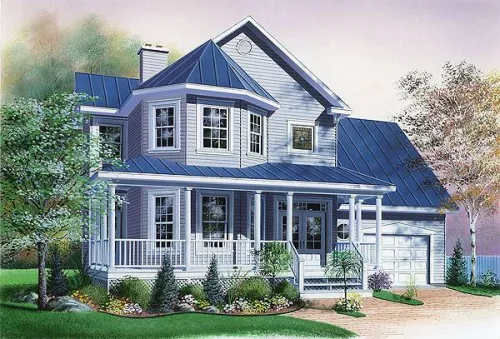 Plan KD-1271-2-3: Two-story 3 Bed English House Plan 