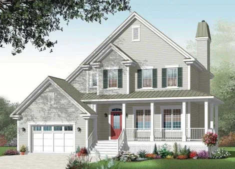  This house is perfect for narrow lot. House plan is 41 feet wide by 40 feet deep and provides 1905 square feet of living space. The 886 square feet ground floor. . Space includes .  The upper floor…