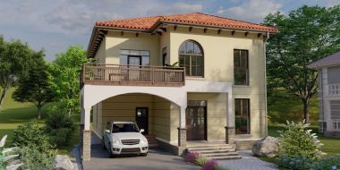 Проект 2 этажного дома в итальянском стиле с 3 спальнями и террасой - навесом для машины: План TD-261023-2-3